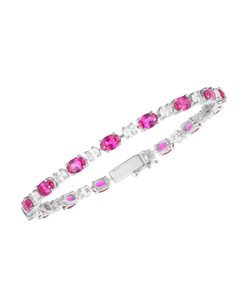 Lab-Grown Sapphire (8.5 ct. t.w.) and White Sapphire (3.25 ct. t.w.) Bracelet in Sterling Silver (Also Available in Ruby)