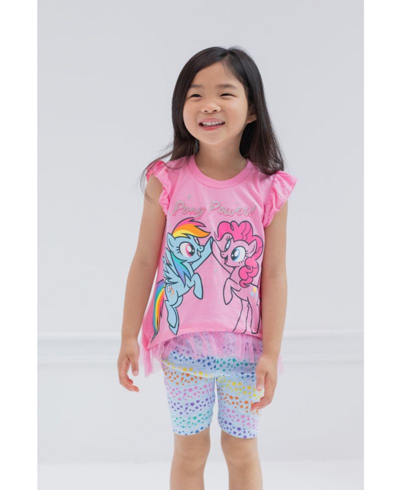 Little Girls My Pony Short Sleeve T-Shirt and Bike Shorts Set