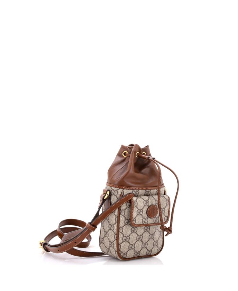 Mini Interlocking G Patch Bucket Bag GG Coated Canvas
