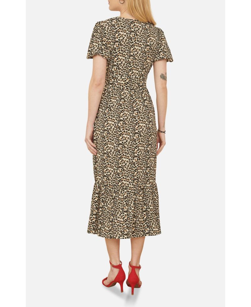 Women's Pleated Button Through Midi Dress