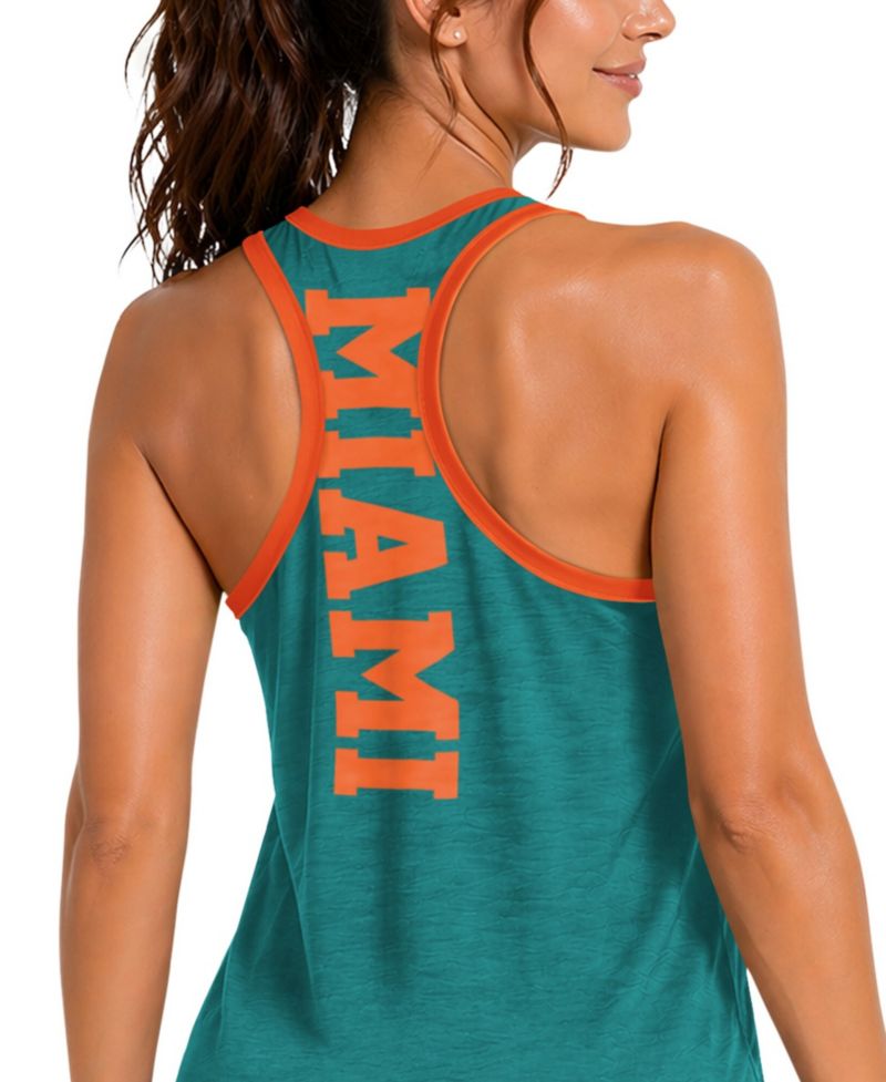 Women's Aqua Miami Dolphins Tater II Racerback Tank Top