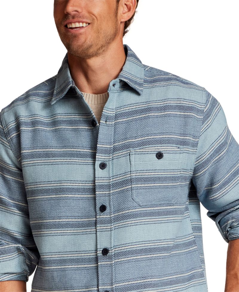 Men's Stripe Twill Flannel Overshirt Jacket