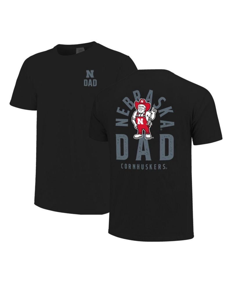 Men's Black Nebraska Huskers Father's Day Mascot Overlay T-Shirt