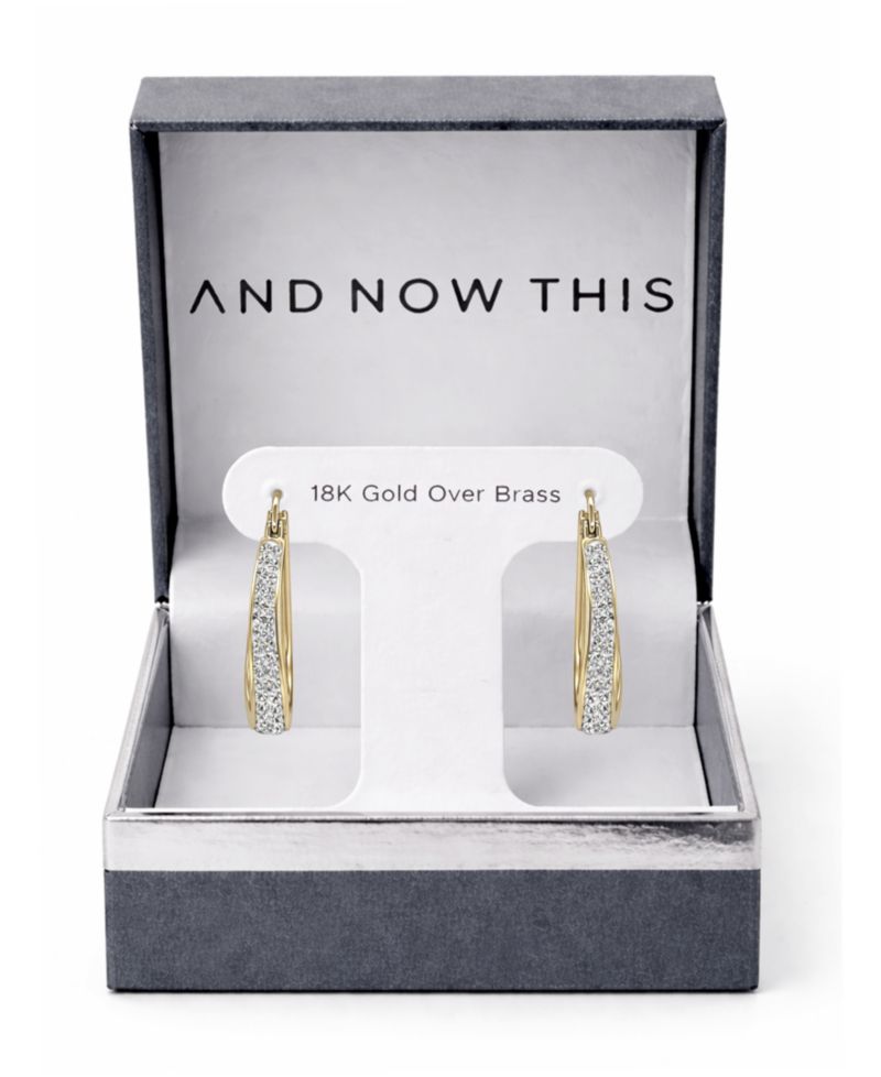 Crystal In & Out Teardrop Hoop Earrings in Silver Plate, Gold-Plate or Rose Gold Plate