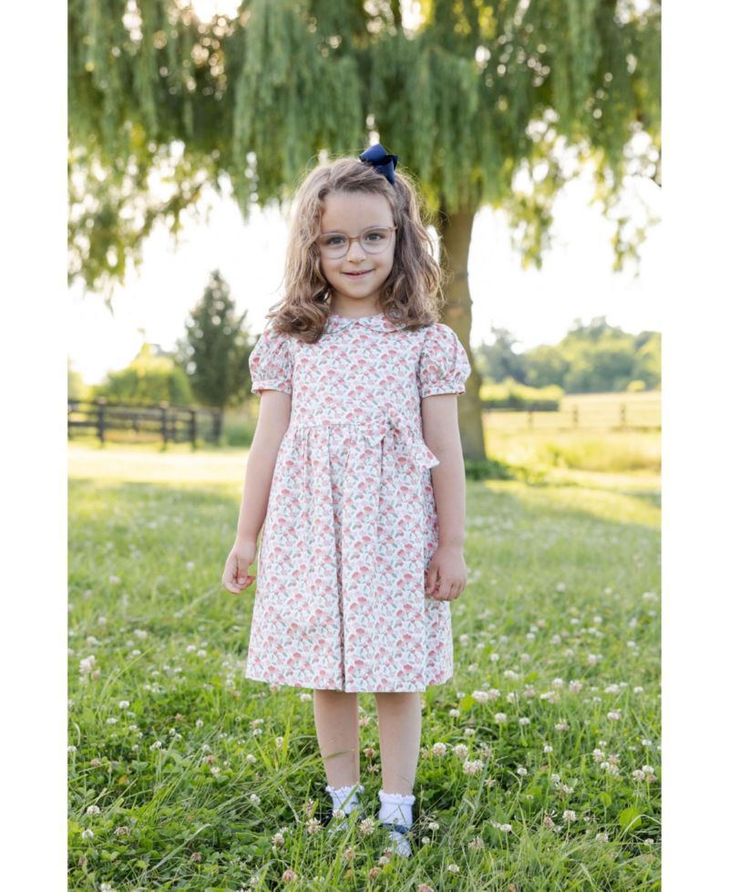 Girls' 4-6x Floral Knee-Length Shirred Dress