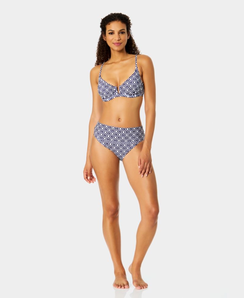 Women's V-Wire Elongated Underwire Bikini Top and High-Waist Bikini Bottoms