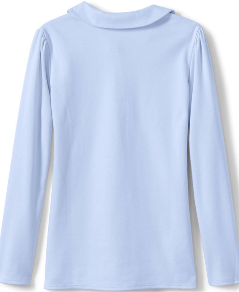 Child School Uniform Girls Long Sleeve Peter Pan Collar Polo Shirt