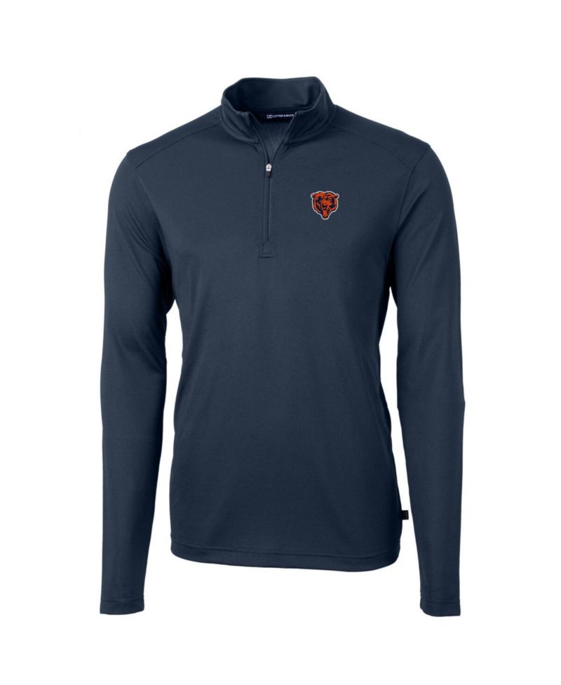 Men's Navy Chicago Bears Throwback Logo Virtue Eco Pique Quarter-Zip Pullover