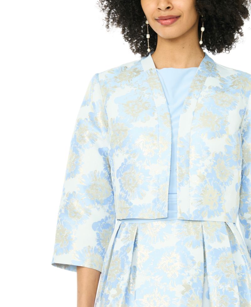 Women's 3/4-Length-Sleeve Boat Neck Printed Jacket Dress