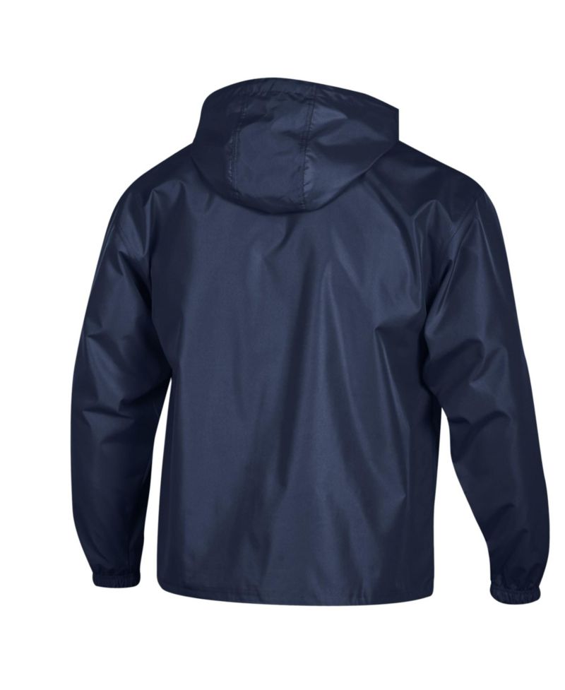 Men's Navy West Virginia Mountaineers Packable Hooded Windbreaker Half-Zip Jacket