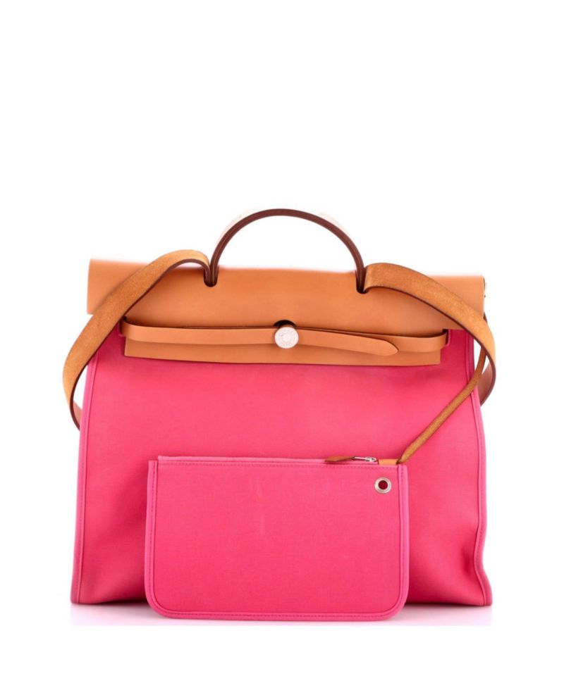 Pre-Owned Hermes 39 Herbag Zip Leather and Toile