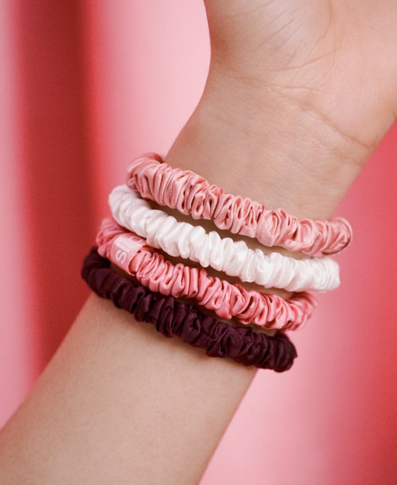 4-Pc. Pure Silk Candy Cane Skinny Scrunchies Set