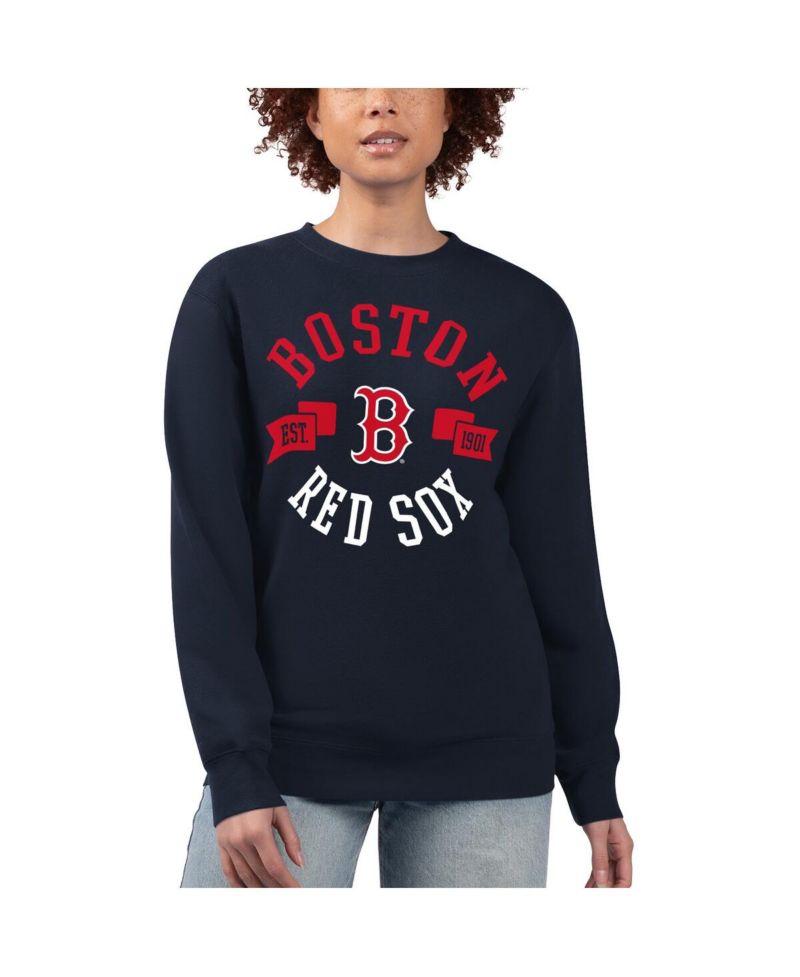Women's Navy Boston Red Sox Team Logo Fleece Pullover Sweatshirt