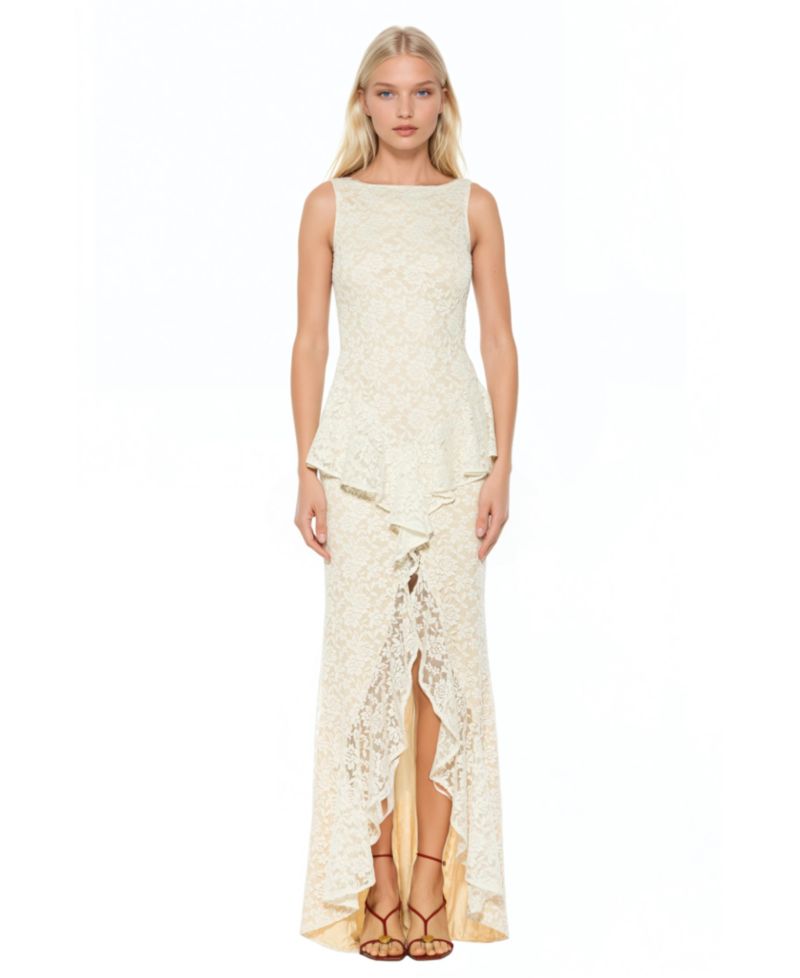 Women's Perrin Boatneck Ruffle Gown