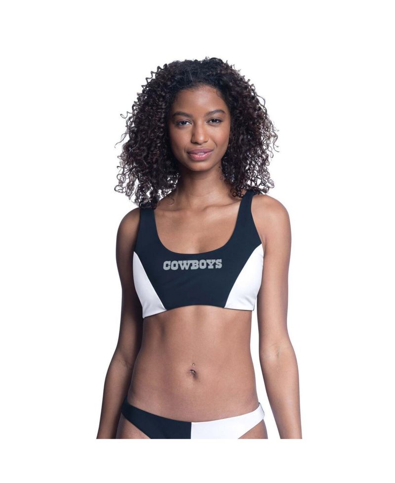 Women's Navy/White Dallas Cowboys Brief Game Bikini Top