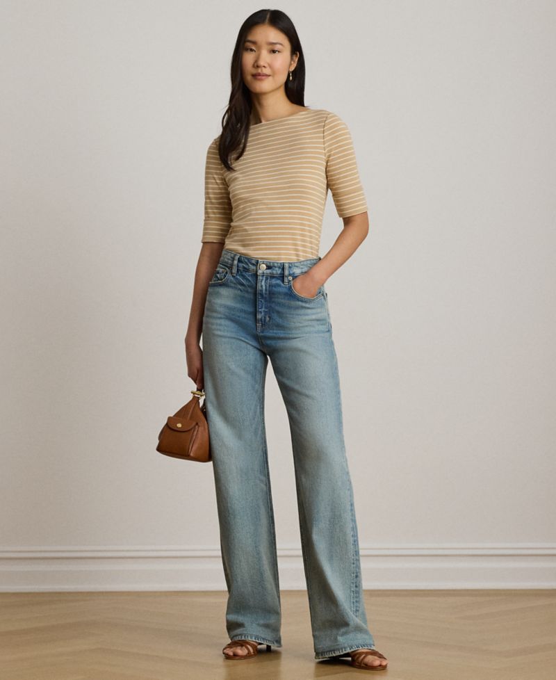 Women's Striped Boat Neck Top