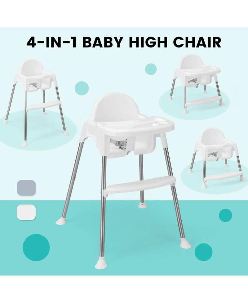 Multi-Stage Baby High Chair with Removable Double Tray for Infants and Toddlers