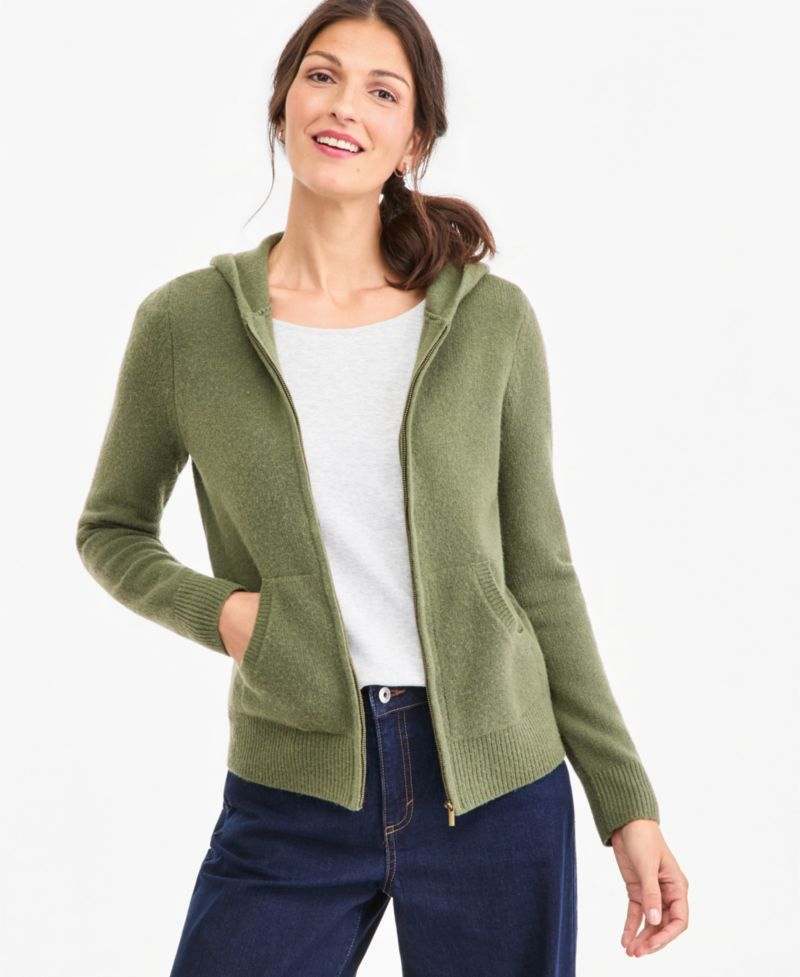 Petite Luxsoft Full-Zip Hoodie Sweater,