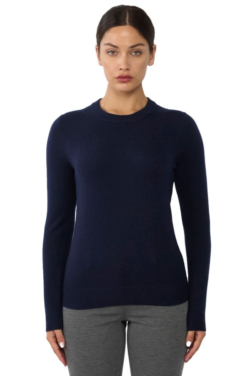 Women's 100% Pure Cashmere Long Sleeve Crew Neck Pullover Sweater
