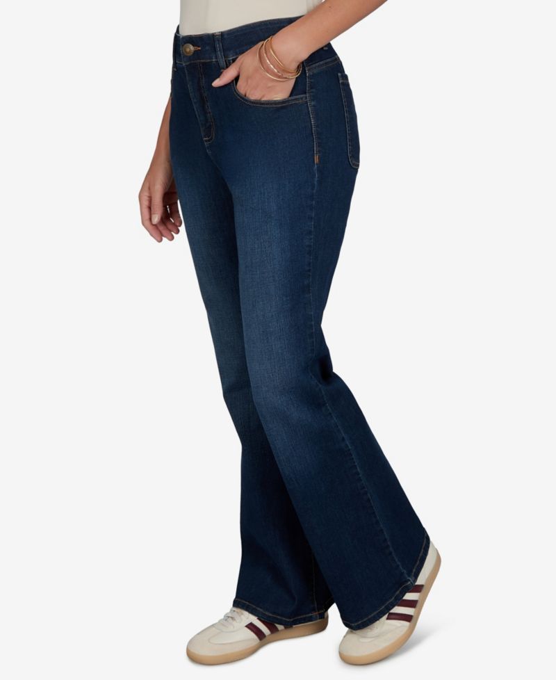 Petite Flare Mid-Rise Cotton-Blend Denim Jeans