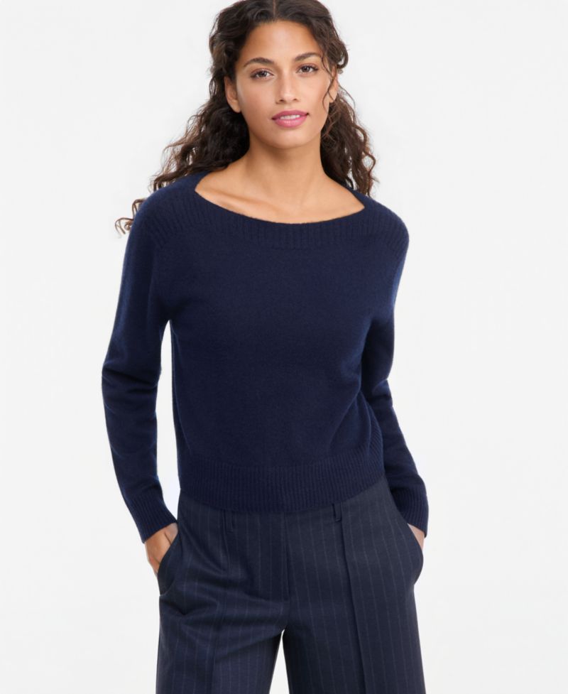 Plus Size 100% Cashmere Boat-Neck Sweater