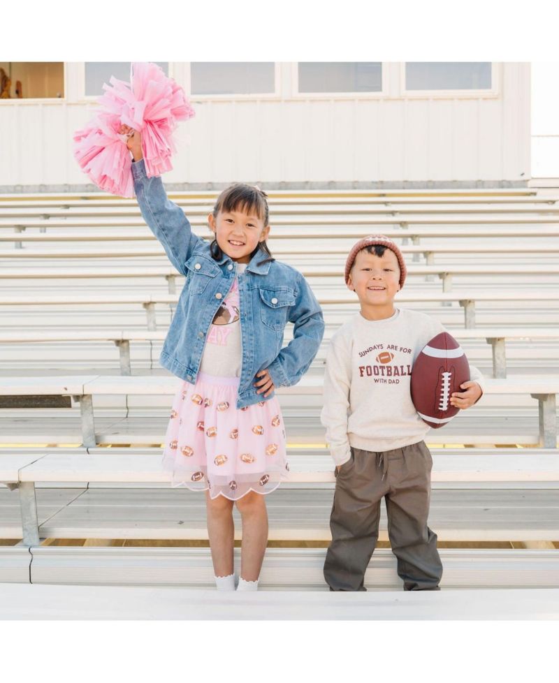 Big Girls (2T-4T) Football Sequin Patch Denim Jacket