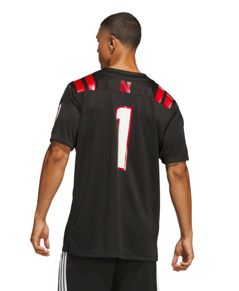 Men's #1 Black Nebraska Huskers Our Red Burns Brighter Premier Strategy Jersey