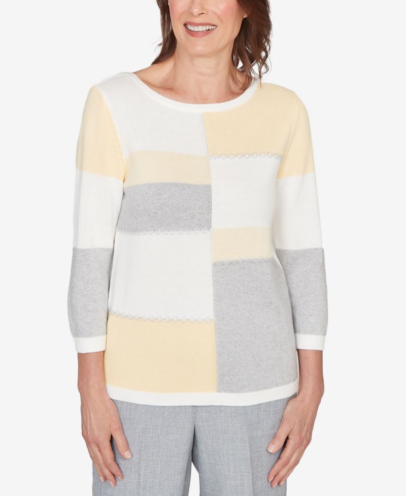 Women's Al Fresco Ribbed Colorblock Jewel Neck Sweater