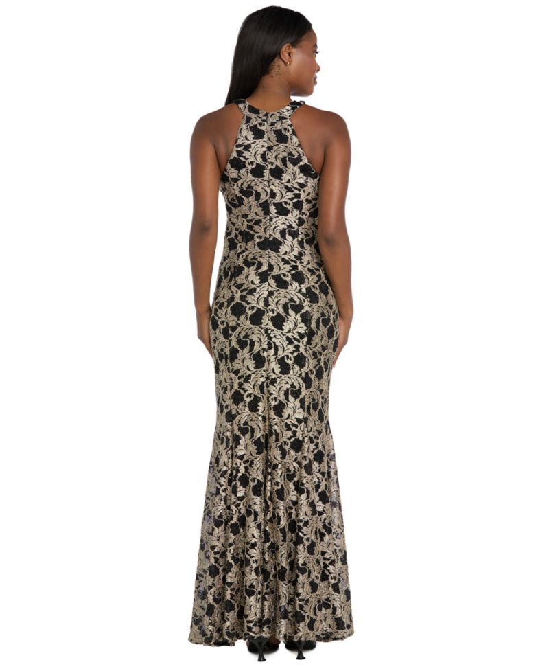 Women's Long Lace Scalloped Bodice Dress