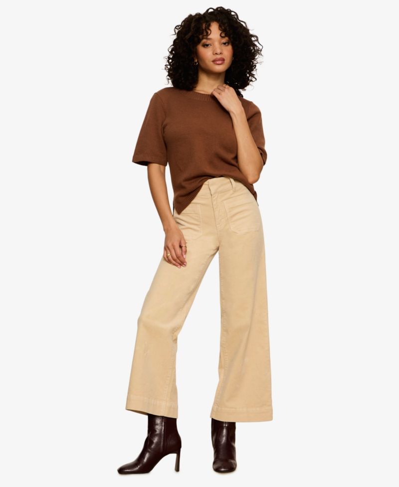 Petite Short-Sleeve Crewneck Sweater