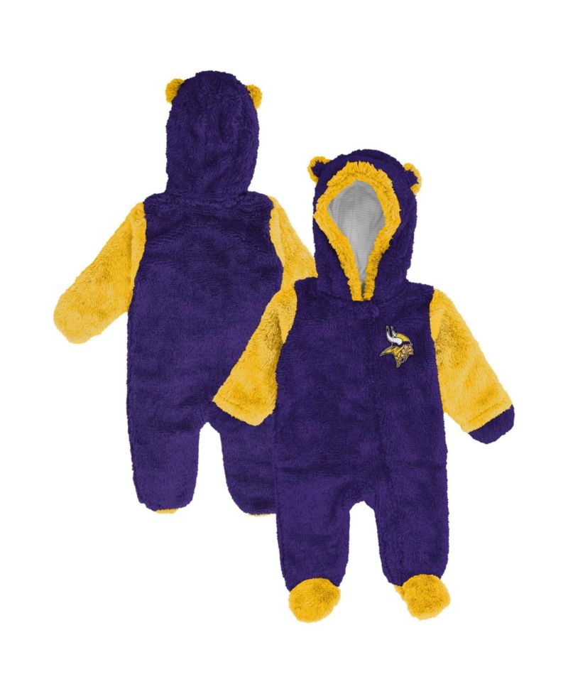 Baby Boys and Girls Purple Minnesota Vikings Teddy Fleece Bunting Full-Zip Sleeper