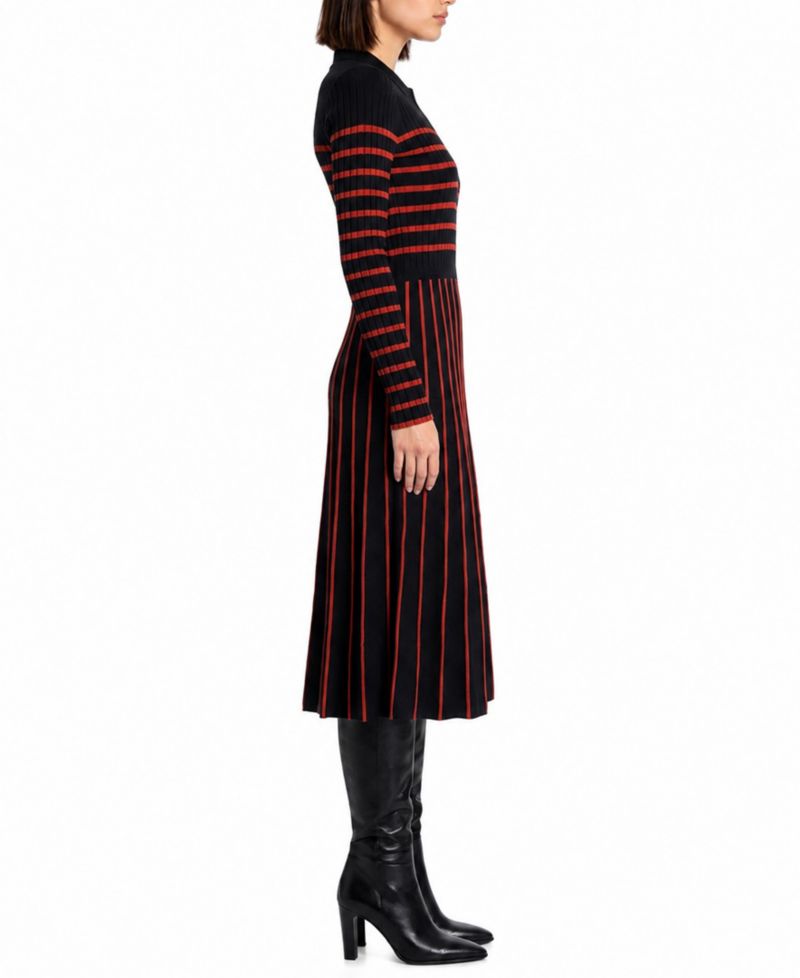 Women's Elodie Long-Sleeve Collared Midi Sweater Dress