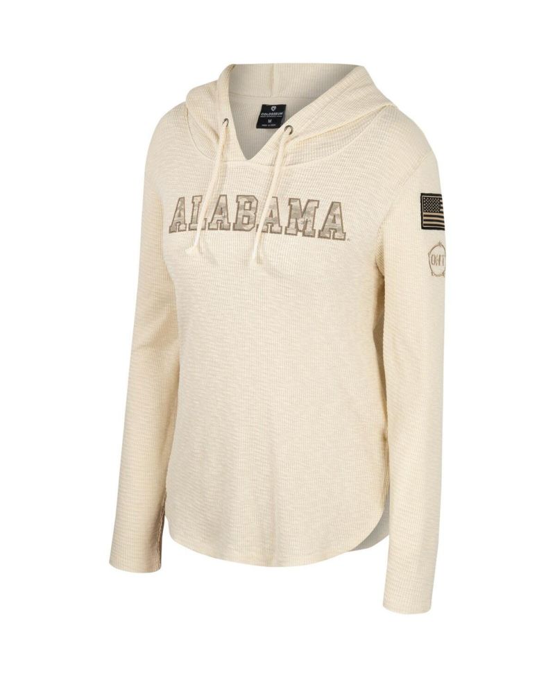 Women's Cream Alabama Crimson Tide OHT Military-Inspired Appreciation Casey Raglan Long Sleeve Hoodie T-shirt