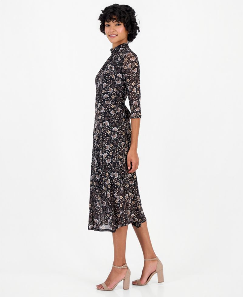 Petite Floral Chiffon Midi A-Line Dress