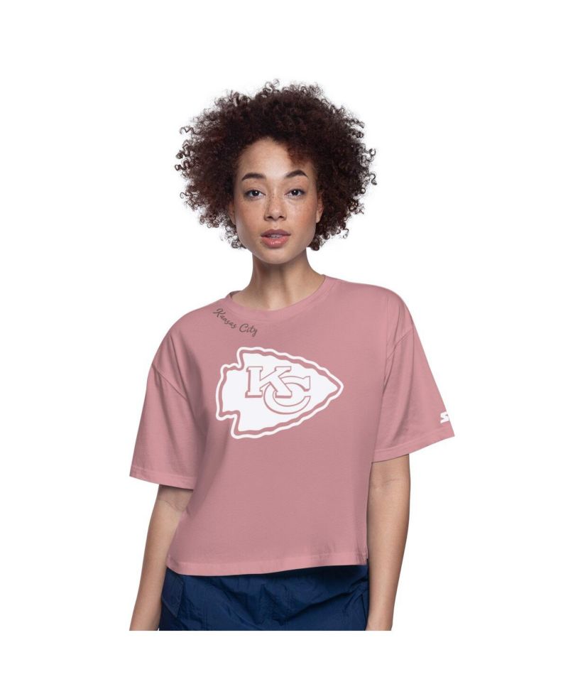 Women's Pink Kansas City Chiefs Play the Ball Boxy Cropped T-Shirt
