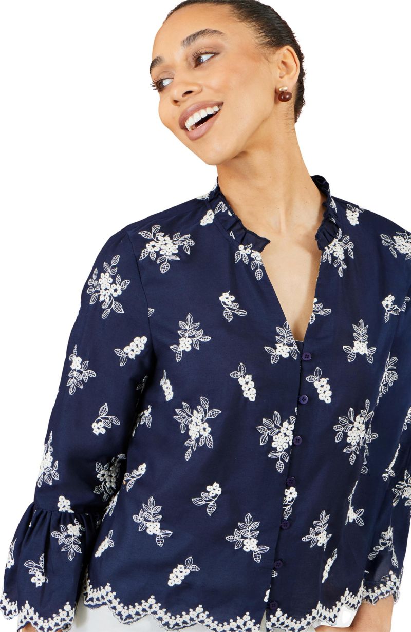 Women's Fluted Sleeves V-Neck Shirt