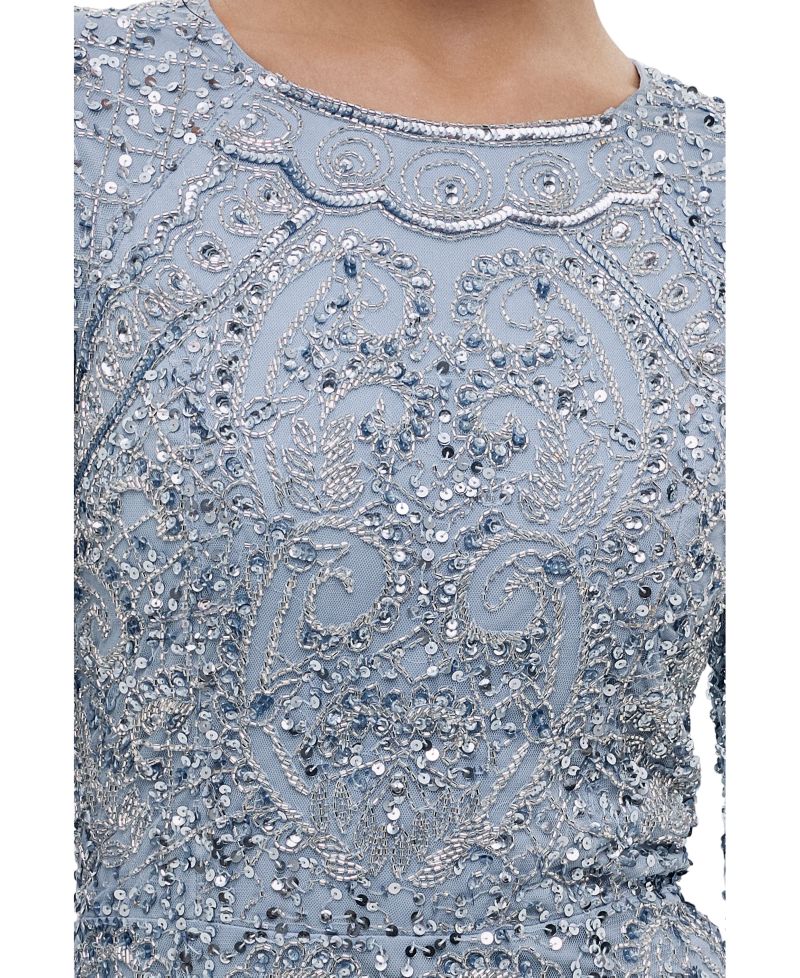 Women's Modest Embellished Sequins Fitted Maxi Dress