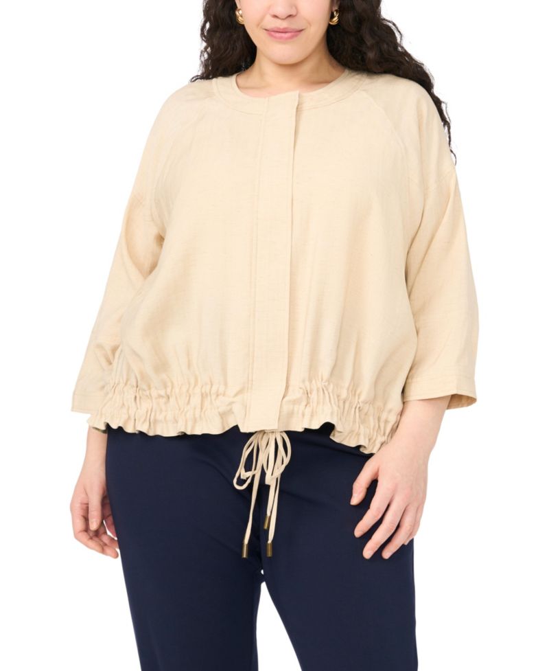 Plus Size Crewneck Cinch Raglan Jacket