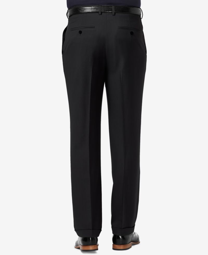 Men's Premium Comfort Stretch Classic-Fit Solid Pleated Dress Pants