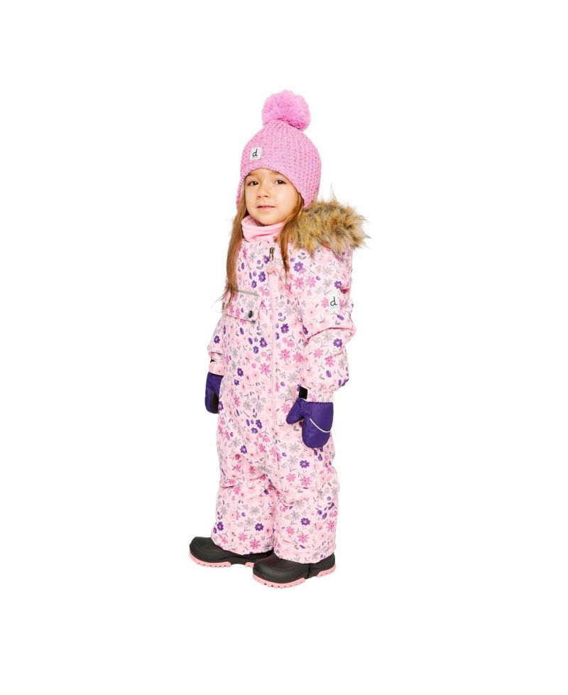 Baby Girl ( 6M to 24 M ) One Piece Snowsuit Adapted for Car Seats Mini Flower Print