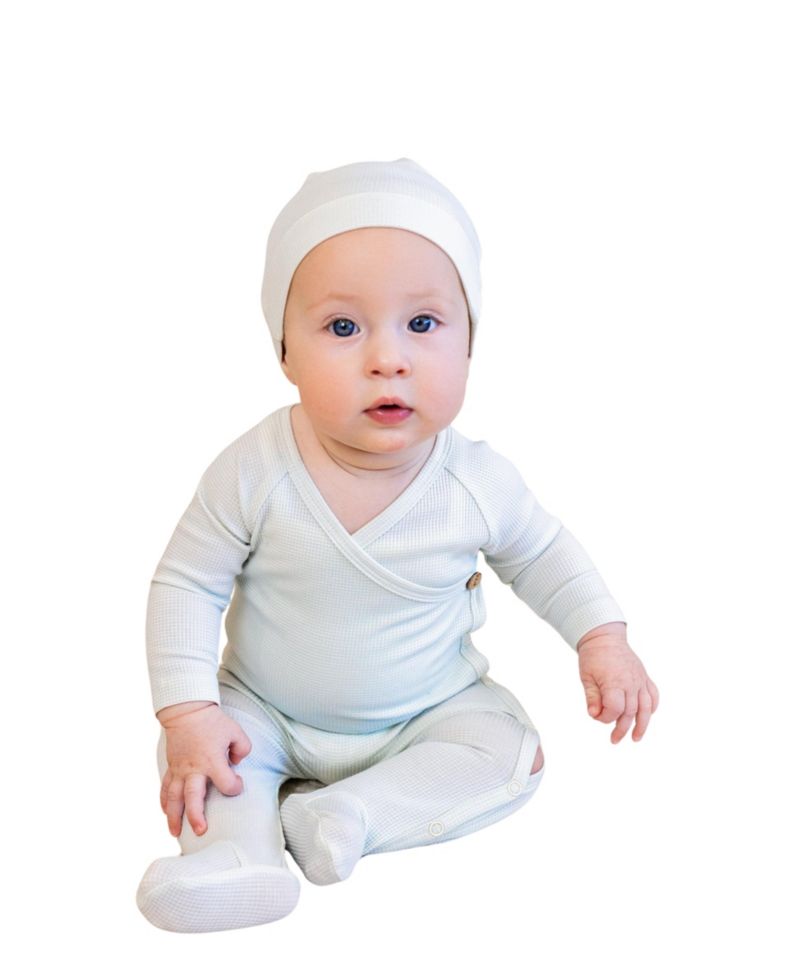 Baby Girls ( 1M to 12M ) Ribbed Striped Wrap Footie Set