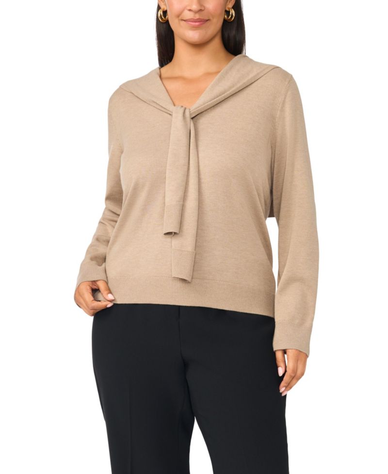 Plus Size Faux-Wrap V-Neck Sweater