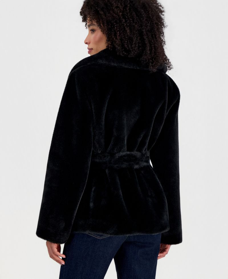 Women's Faux-Fur Belted Lined Coat