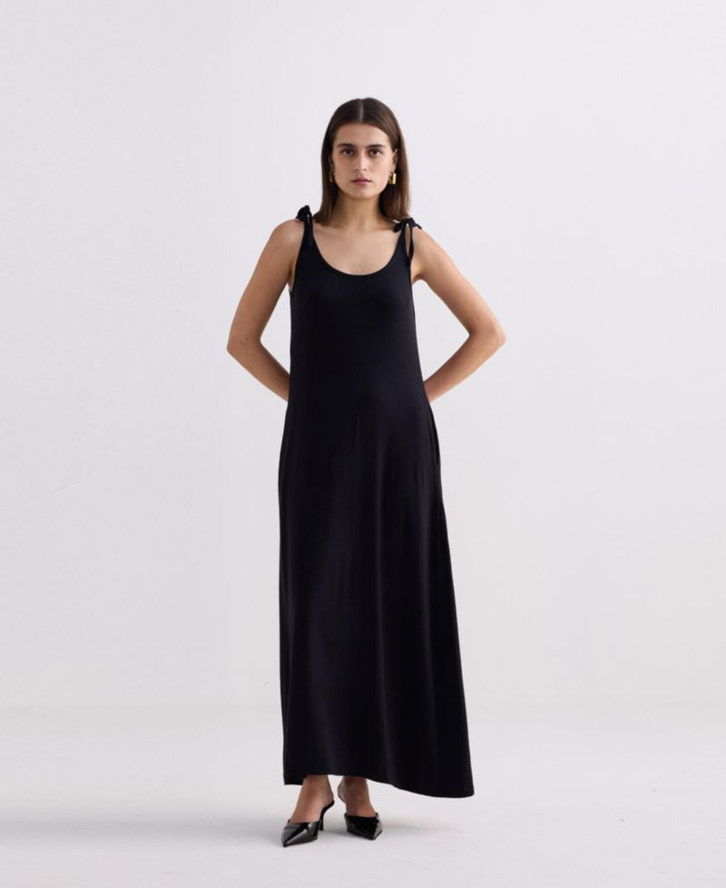 Women's Shoulder Tie-Detail Maxi Dress