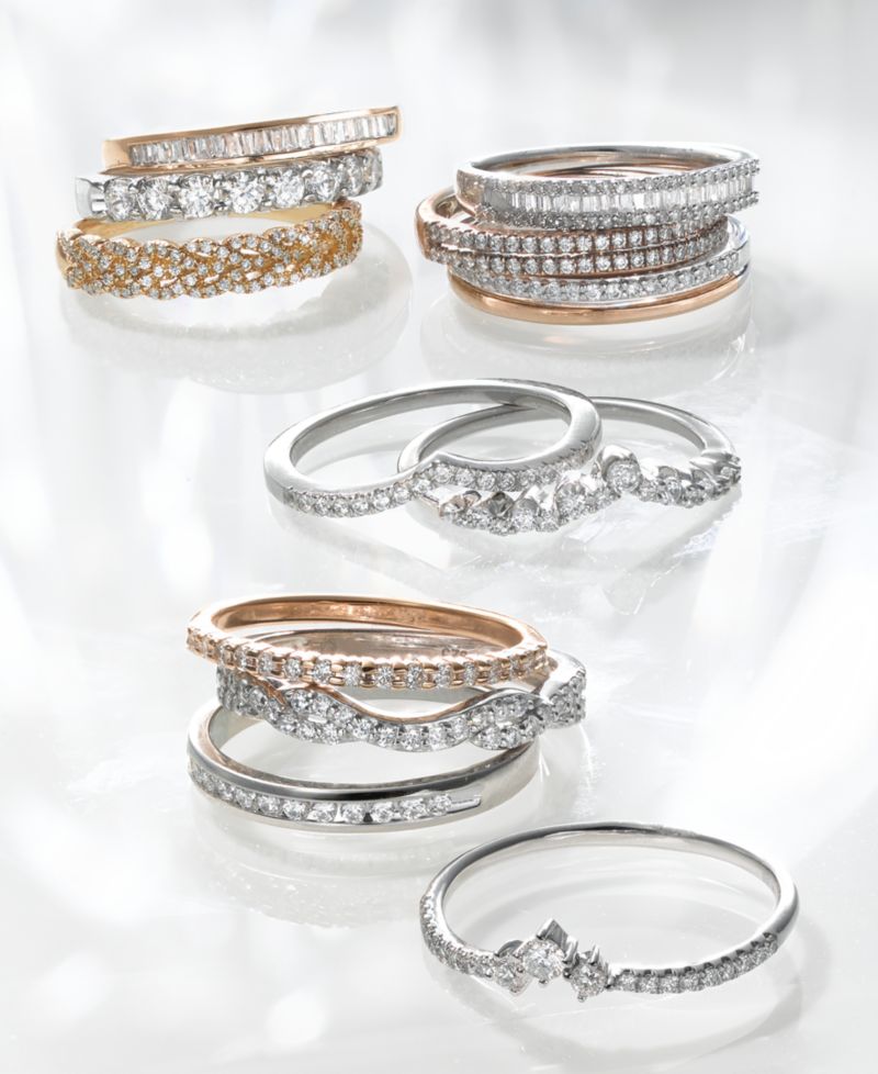 Diamond Split Band (1/8 ct. t.w.) in 14K White and Rose Gold