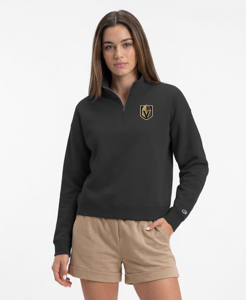 Women's Black Vegas Golden Knights Power Blend Quarter-Zip Sweatshirt