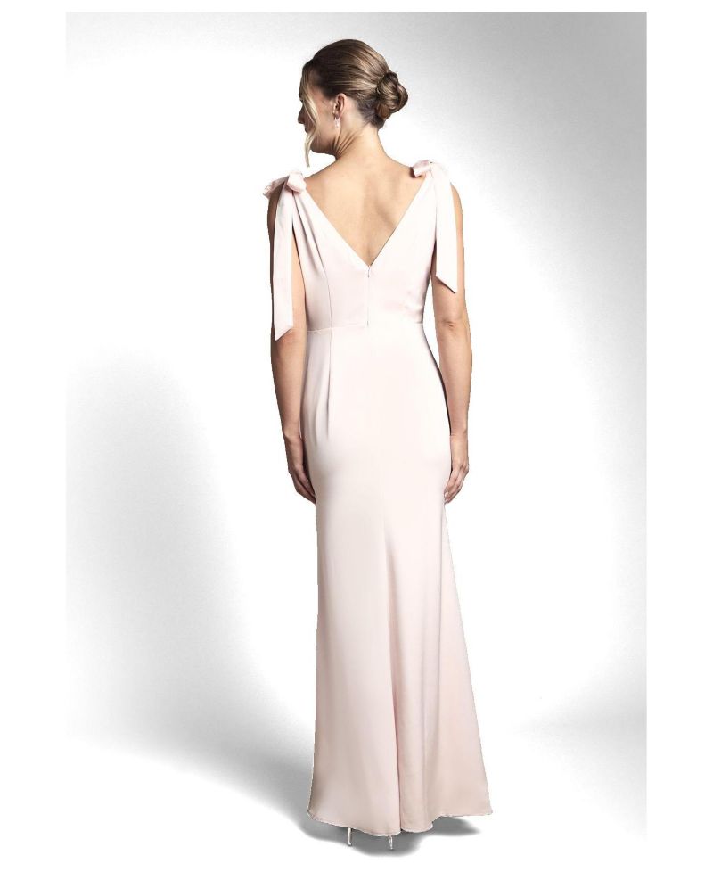 Women's V-Neck Crepe Maxi Dress