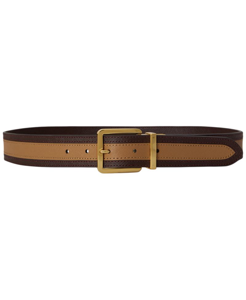 Two-Tone Reversible Crosshatch Leather Belt
