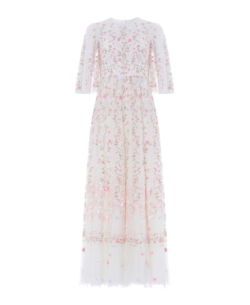 Women's Rococo Ribbon Floral-Embroidered Sheer Gown