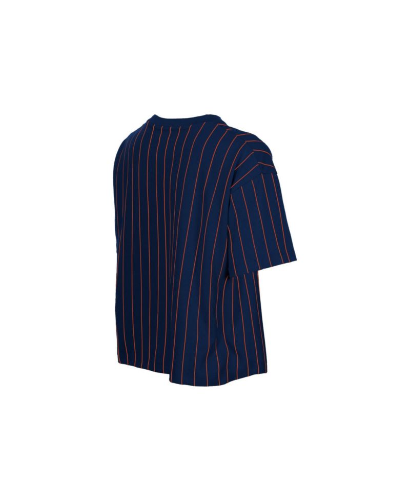 Women's Navy Houston Astros Throwback Meshback Pinstripe Boxy T-Shirt